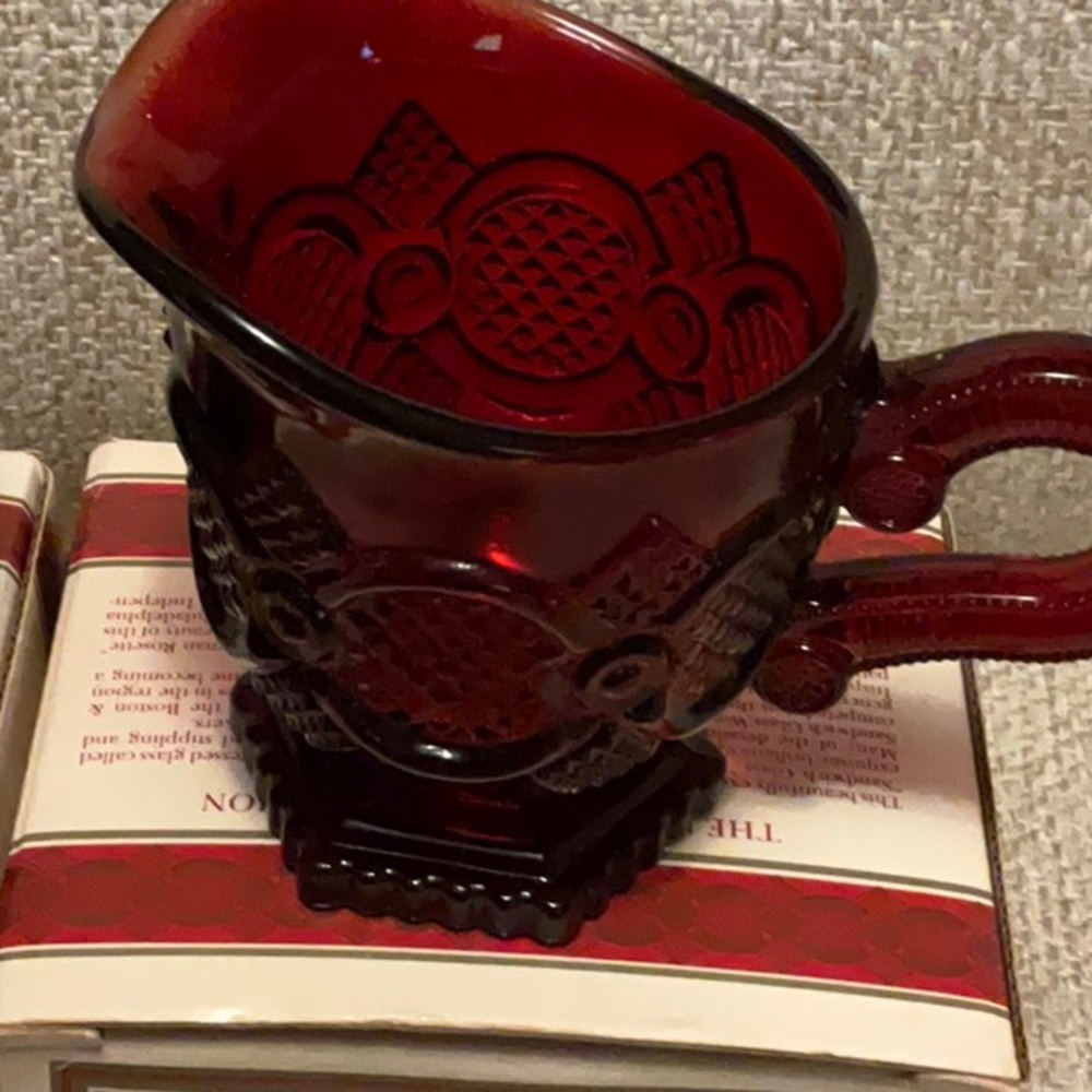 Avon Cape Cod Red Glass Sugar Creamer Set - Picture 2 of 4